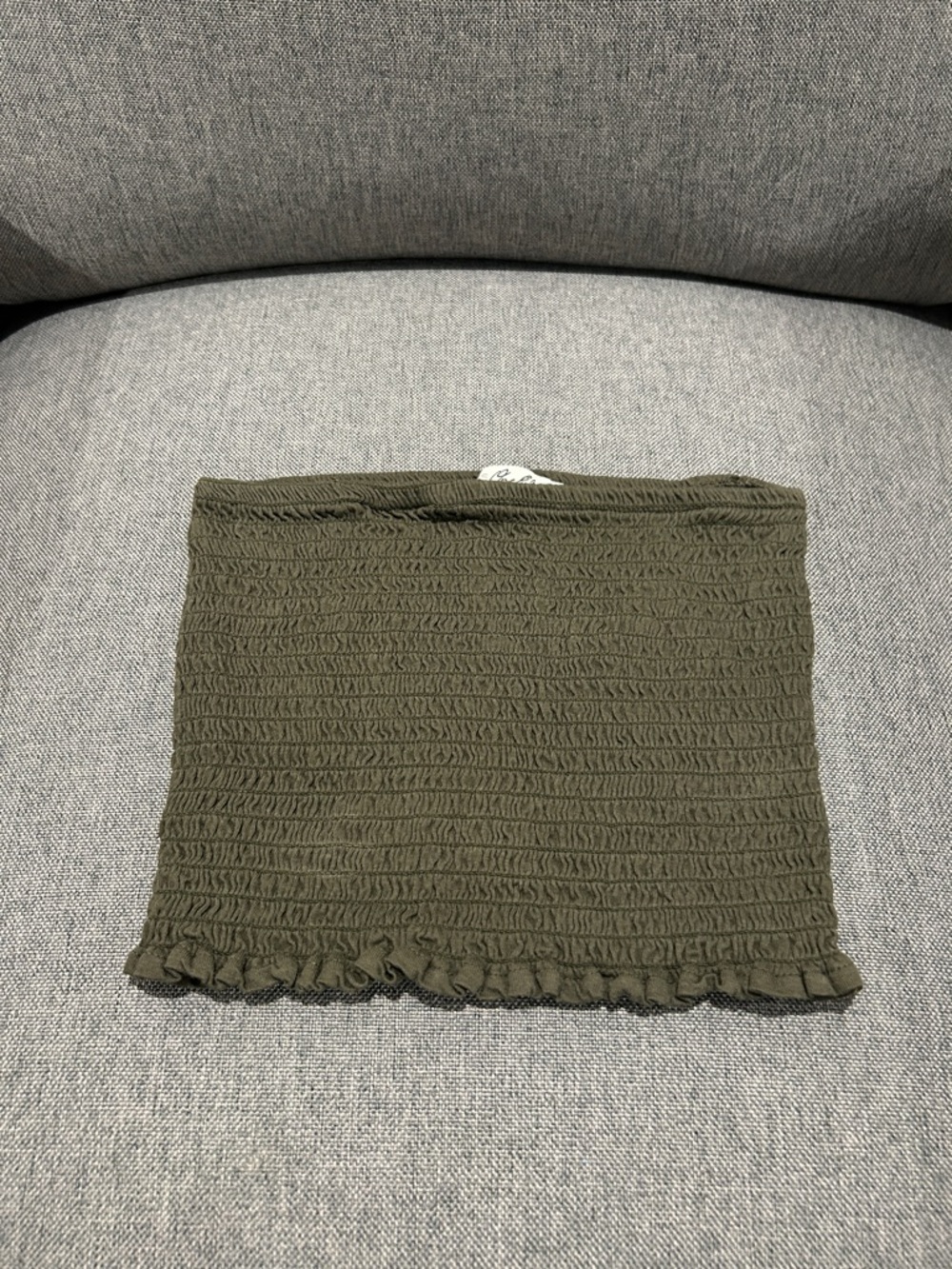 Olive Smocked Ruffle Tube Top